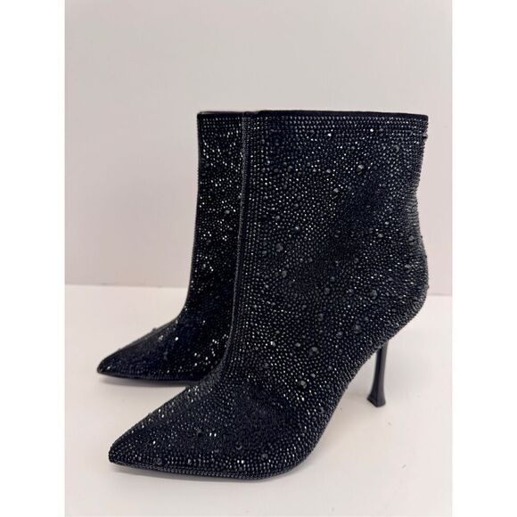 INC Boots Size 5 Black Womens Dressy High Heel Pointed Toe Rhinestones NEW - Picture 2 of 10